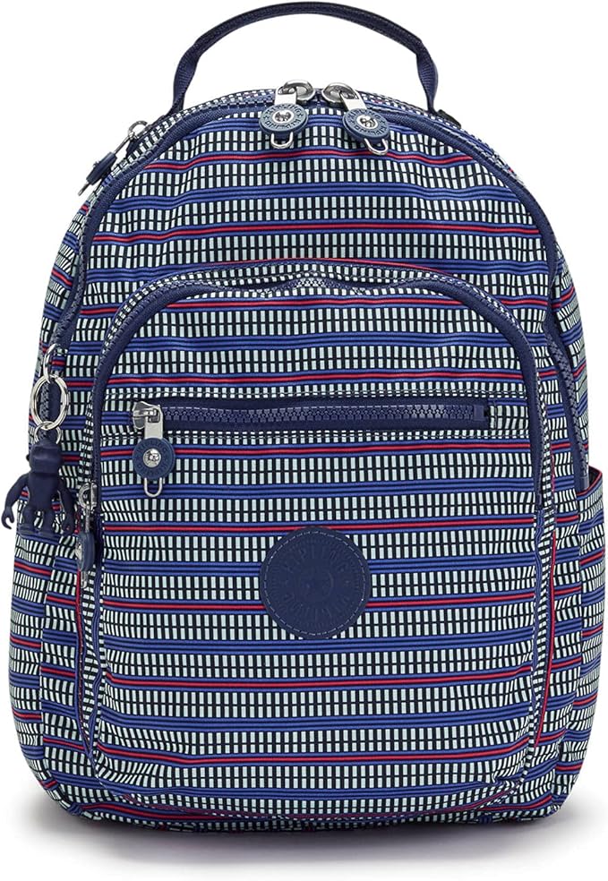 kipling 凯浦林 女式 seoul 小号平板电脑背包 蓝色几何图案 小号