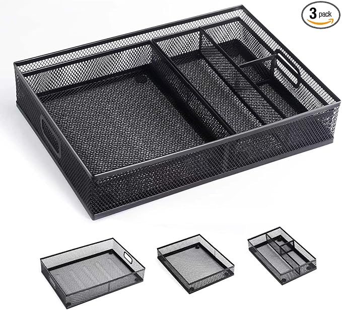 办公桌收纳和配件,垃圾抽屉收纳盒,书桌抽屉收纳托盘可调节多功能金属