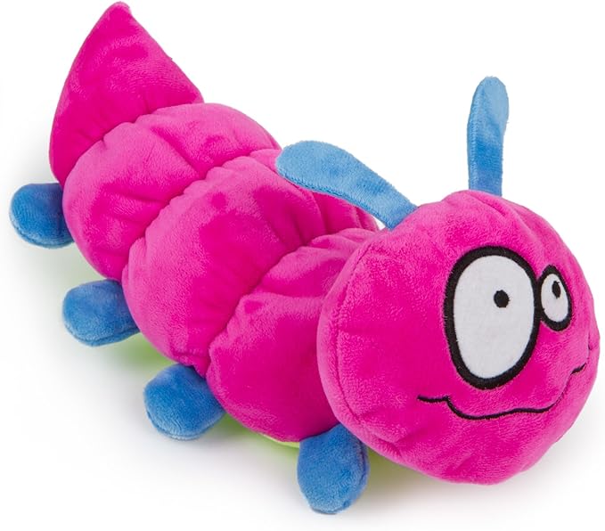 bugs 毛毛虫毛绒狗狗玩具,带咀嚼保护,粉色,大号 : 亚马逊中国: 宠物