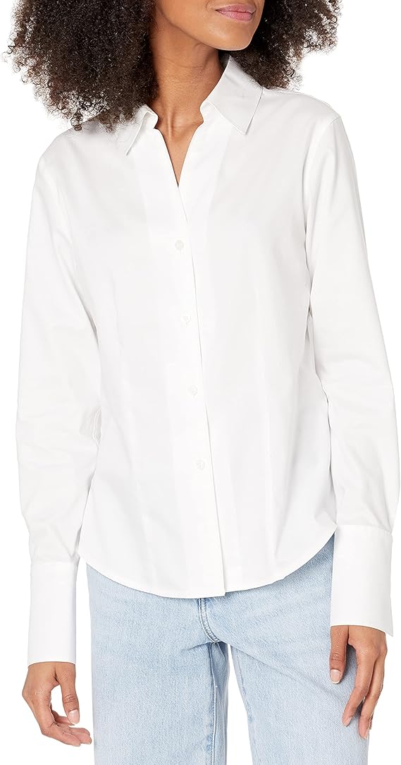 karl lagerfeld paris 女式法式袖口带领衬衫