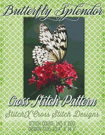 蝴蝶花边十字绣图案 美丽的花朵和蝴蝶设计 照片级逼真 Stitchx Cross Stitch 价格报价图片