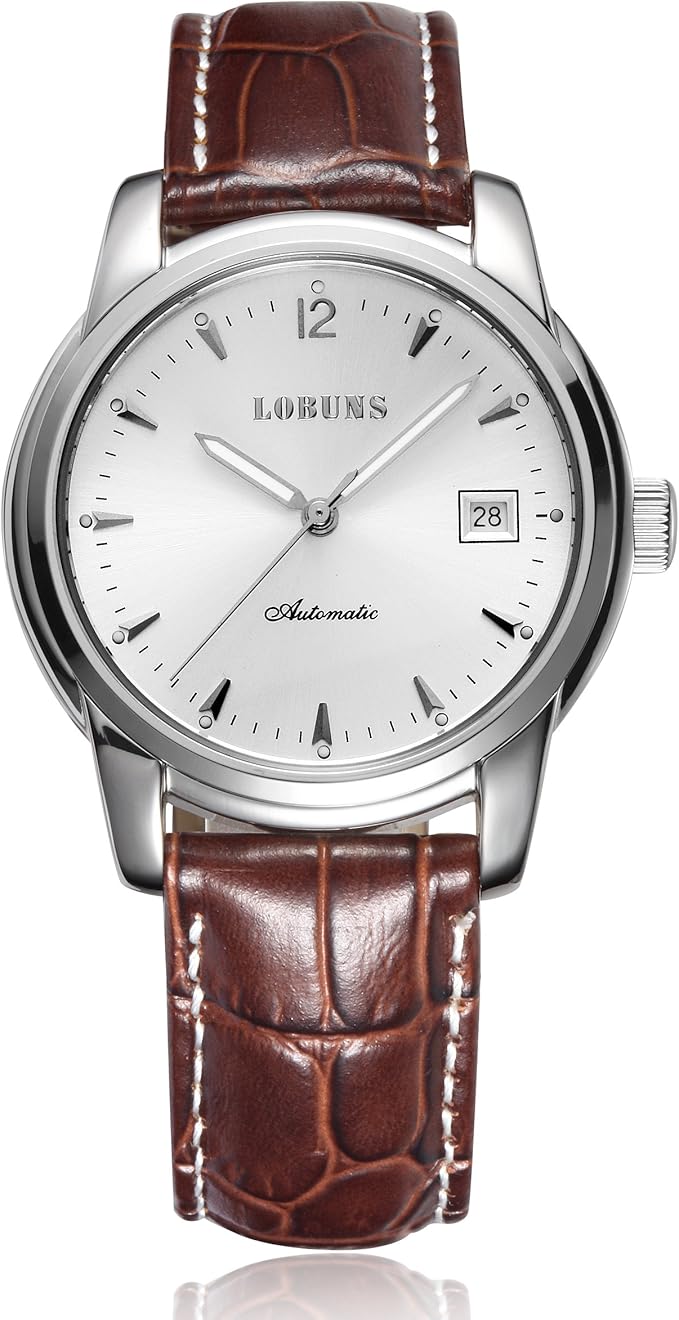 lobuns 劳宾仕 男士真皮表带 商务休闲 手表 瑞士机芯 全自动机械男表