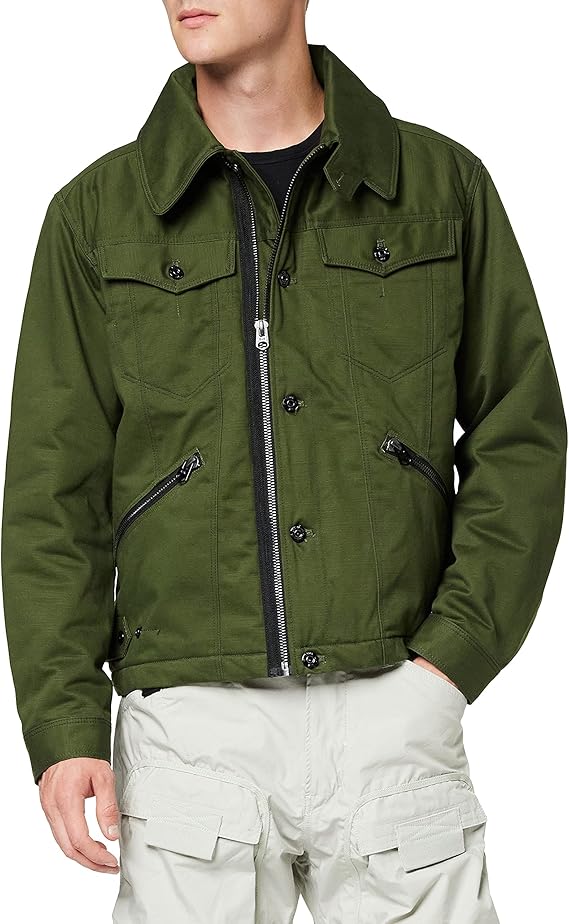g-star raw 男式飞行战斗加厚牛仔夹克, green (dk bronze green c519
