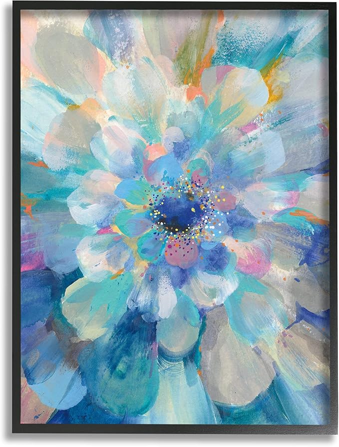 stupell industries 抽象分层花卉花瓣中心蓝色花朵,由 danhui nai