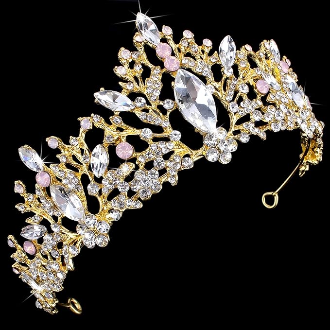 tobatoba 水晶婚礼皇冠女士女孩生日女王皇冠,新娘婚礼皇冠