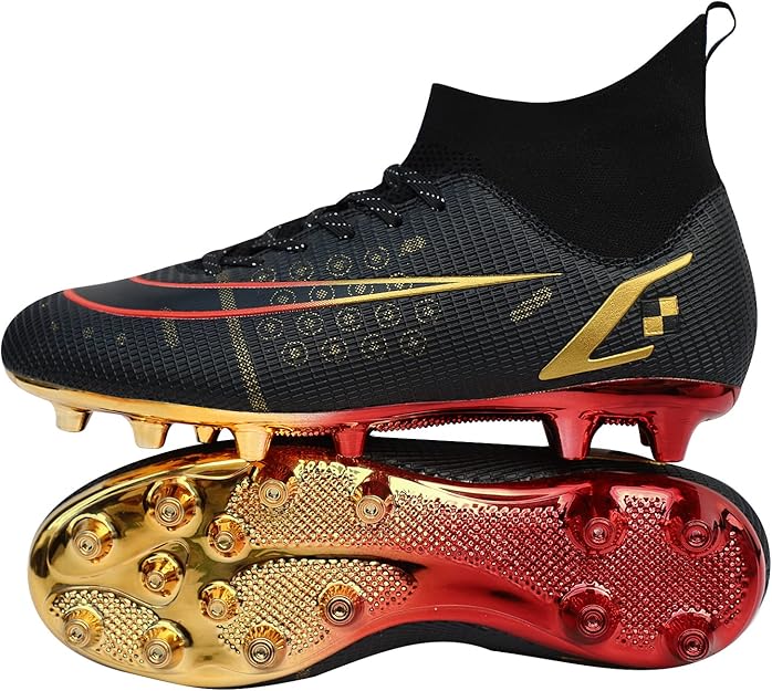 haimiah 男式女式足球鞋男孩金色鞋底尖头足球鞋学生草训练鞋户外足球