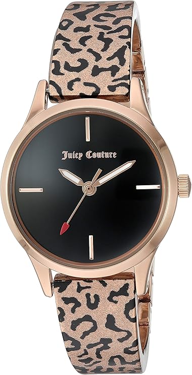 juicy couture 女士玫瑰金色黑色豹纹手镯手表,jc/1238rgle
