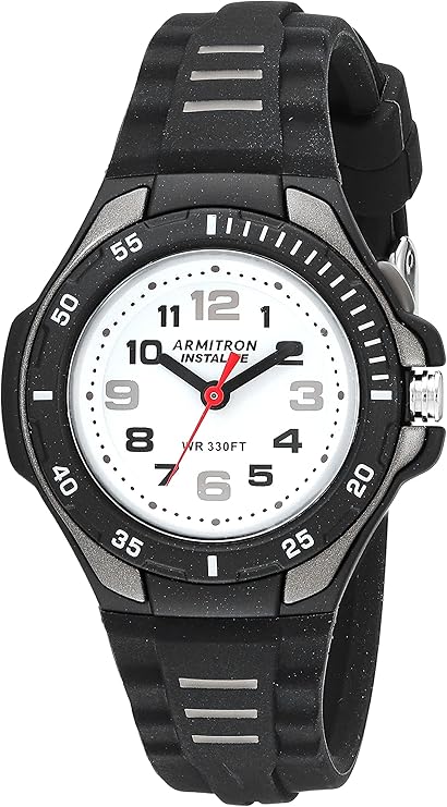 armitron sport 女士 25/6433blk 易读黑色硅胶表带手表