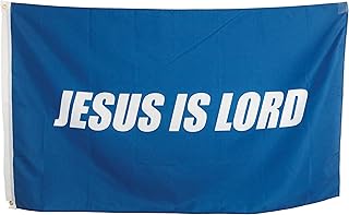 jesus is lord 旗帜 - 蓝色基督教旗帜 - 7.62 x 12.