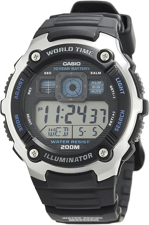 casio 卡西欧 digital系列10年电池多功能电子男表 ae-2000w-1avdf