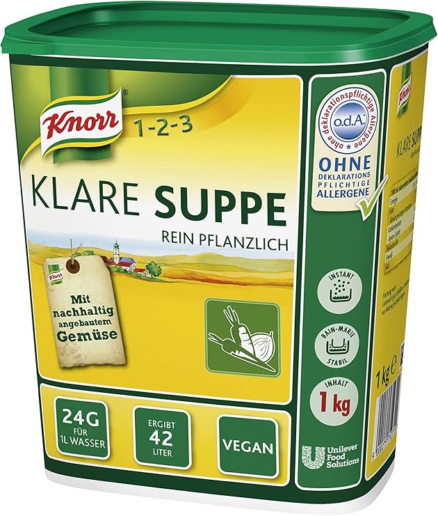 Knorr Klare Suppe Bouillon rein pflanzlich, 1er Pack (1 x 1kg) 亚马逊中国 食品