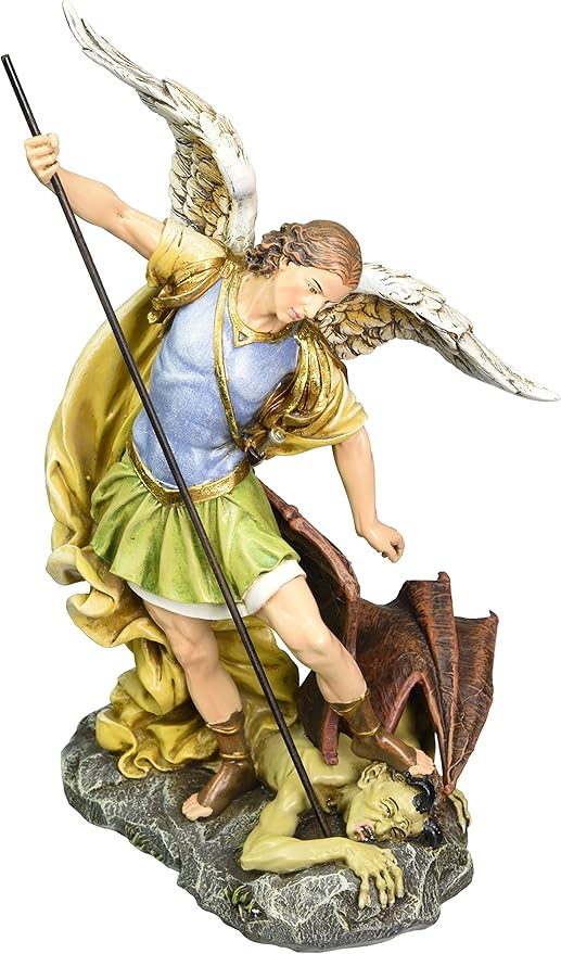 michael the archangel defeating satan figurine, 12-inch