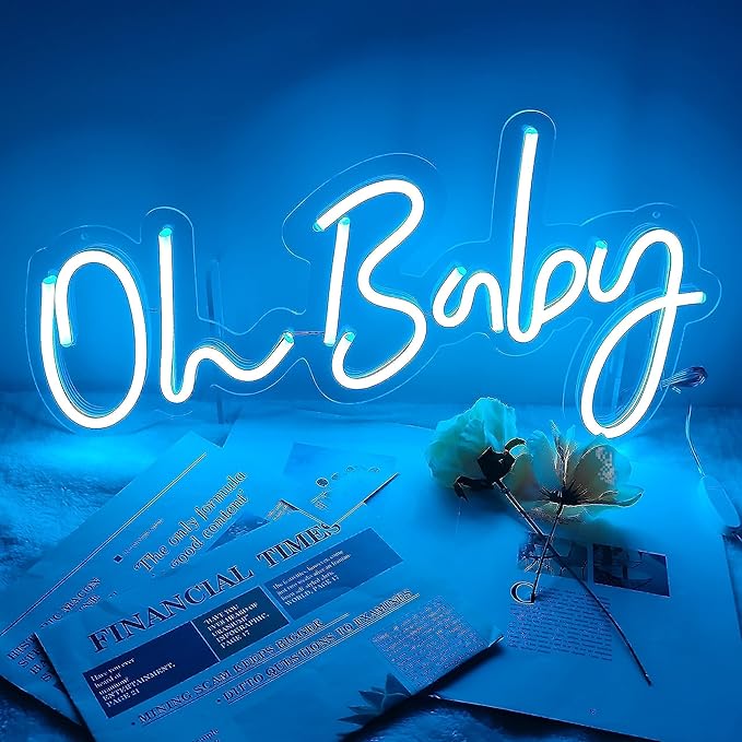 oh baby 霓虹灯标牌适用于婴儿派对,可爱背景的 led 霓虹灯标志,墙壁