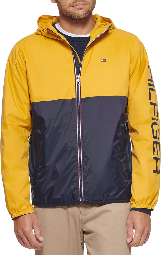 tommy hilfiger 男式拼色标识雨切片夹克 【tommy hilfiger 汤米
