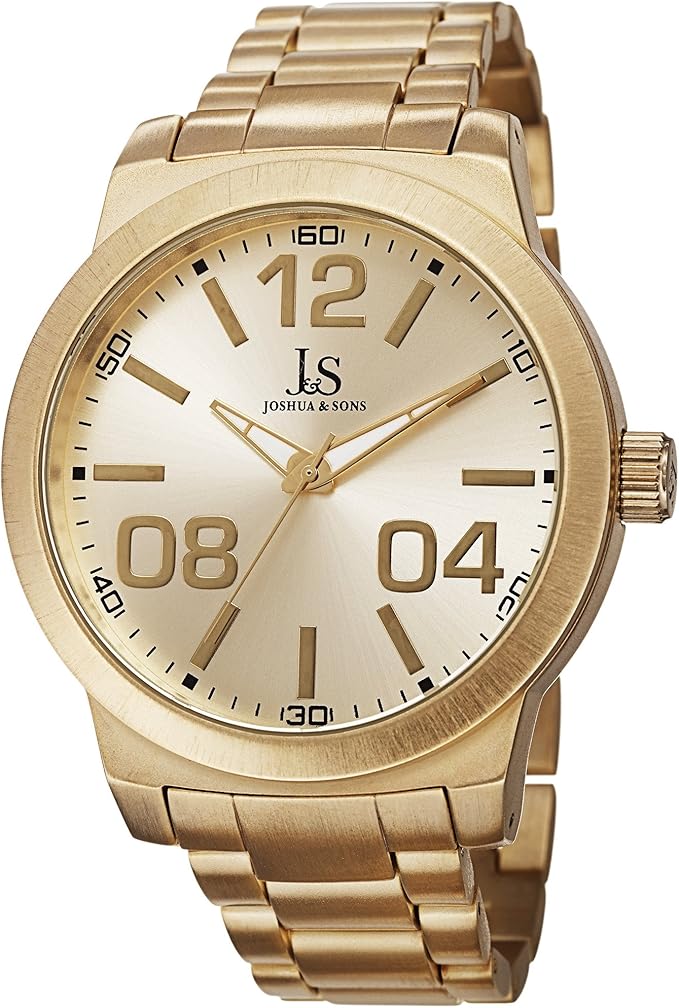 joshua &amp; sons 男式 js82yg 黄金石英手表金色表盘和金色表链