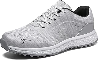 wolfway 男式高尔夫球鞋透气网眼步行训练运动鞋无铆钉高尔夫球鞋