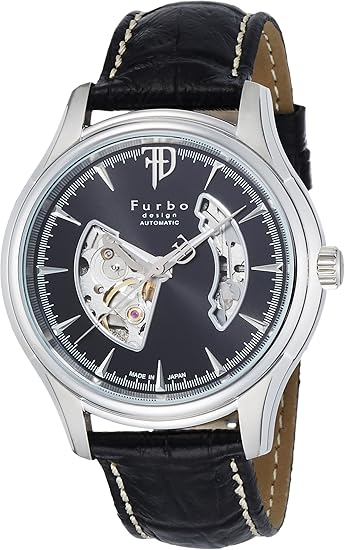 Furbo Design Furbo Design 手表f5025 自动上弦日本制造黑色皮革黑色表盘f5025nbkbk 男士 亚马逊中国 钟表