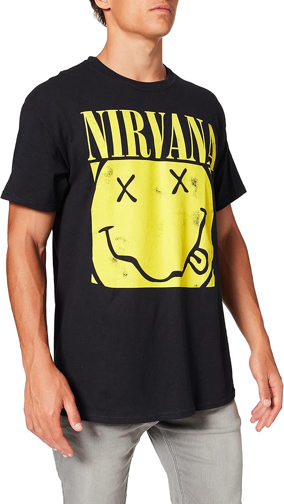 nirvana 男式 box 笑脸短袖 t 恤 黑色 medium 【nirvana】 服饰箱包