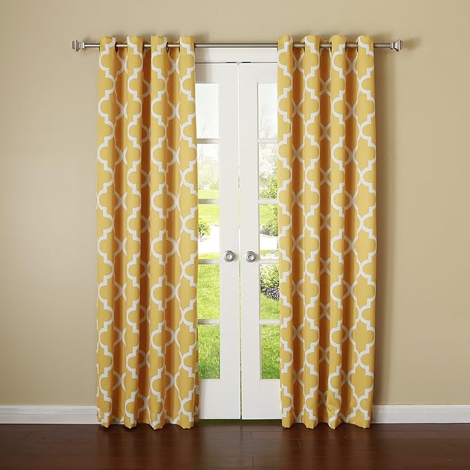 几何印花室内遮光遮光铜环穿杆窗帘