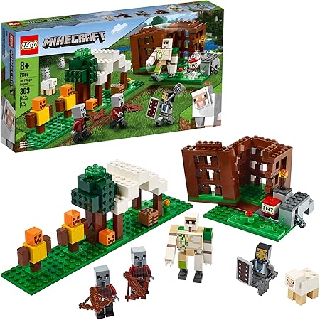 Lego Minecraft The Pillager Outpost 帅气可动公仔积木玩具套装 我的世界礼物 303 件 玩具 亚马逊中国