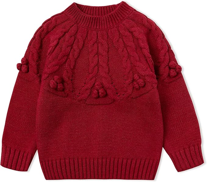 curipeer 小女孩毛衣外套荷叶边棉质针织幼儿儿童套头衫秋冬 1-6t