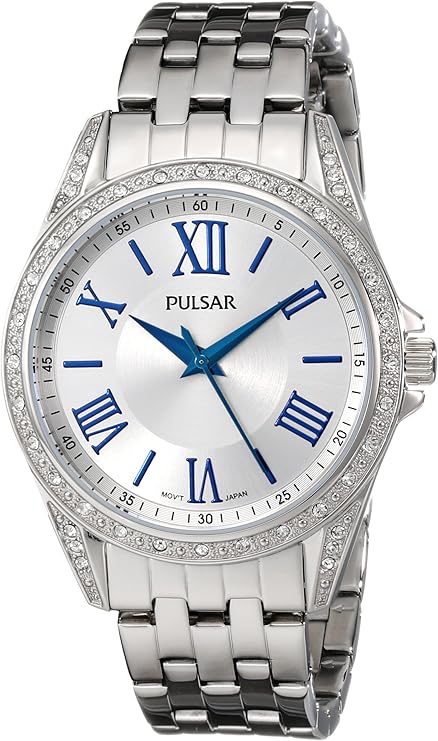 pulsar 女式 pg2003 模拟显示日本石英银色手表