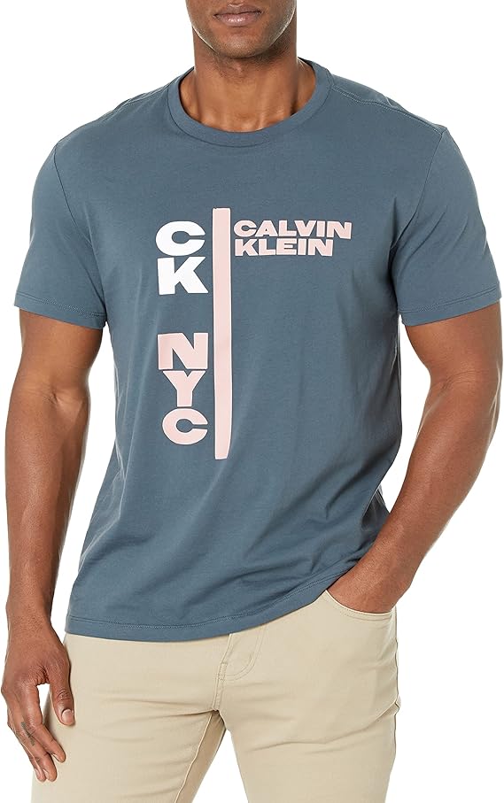 calvin klein 男士 ck nyc bar logo 圆领 t 恤