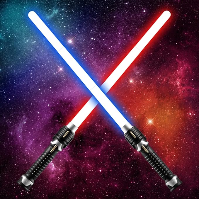 tecemay 2 件装光剑,适合儿童成人,44 英寸可伸缩双面光剑玩具,圣诞节