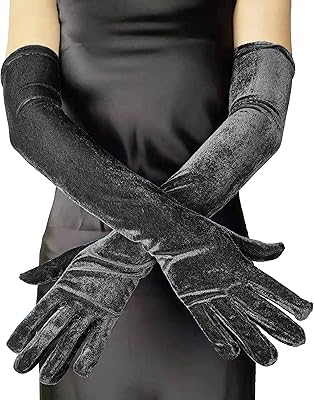 nocihah 歌剧派对长款天鹅绒手套肘长黑色新娘婚礼手套 20 世纪 20