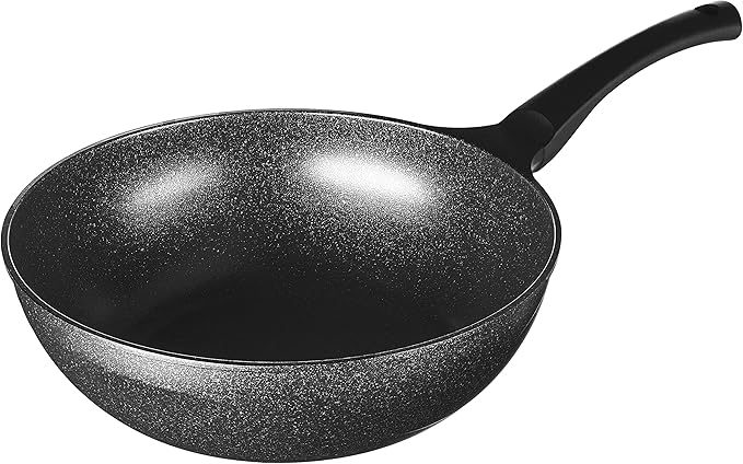 cook n home 2646 大理石不粘锅锅炒锅,12 英寸,黑色