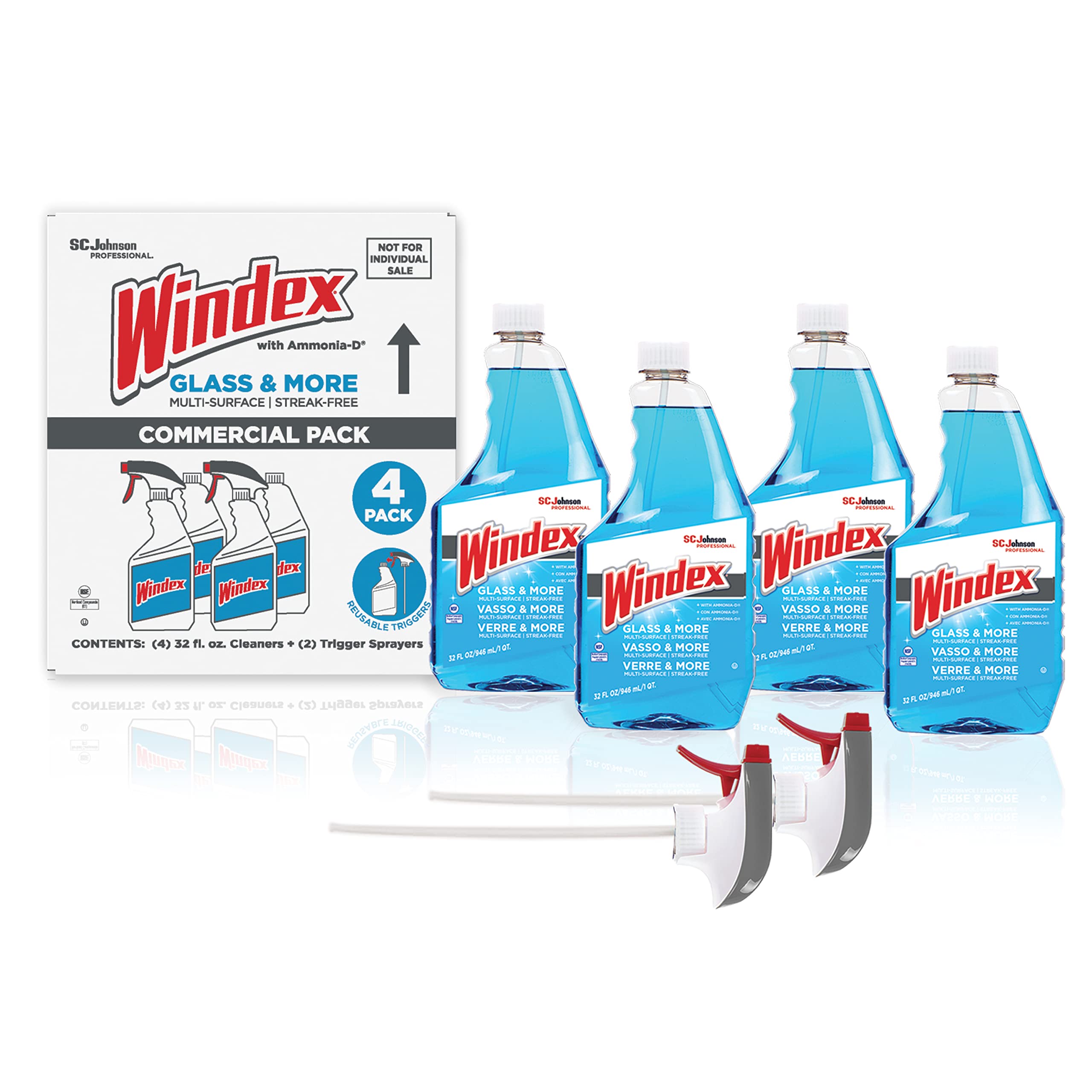 SC Johnson Professional Windex Glass and other non-striped shiny convenient 4 pieces