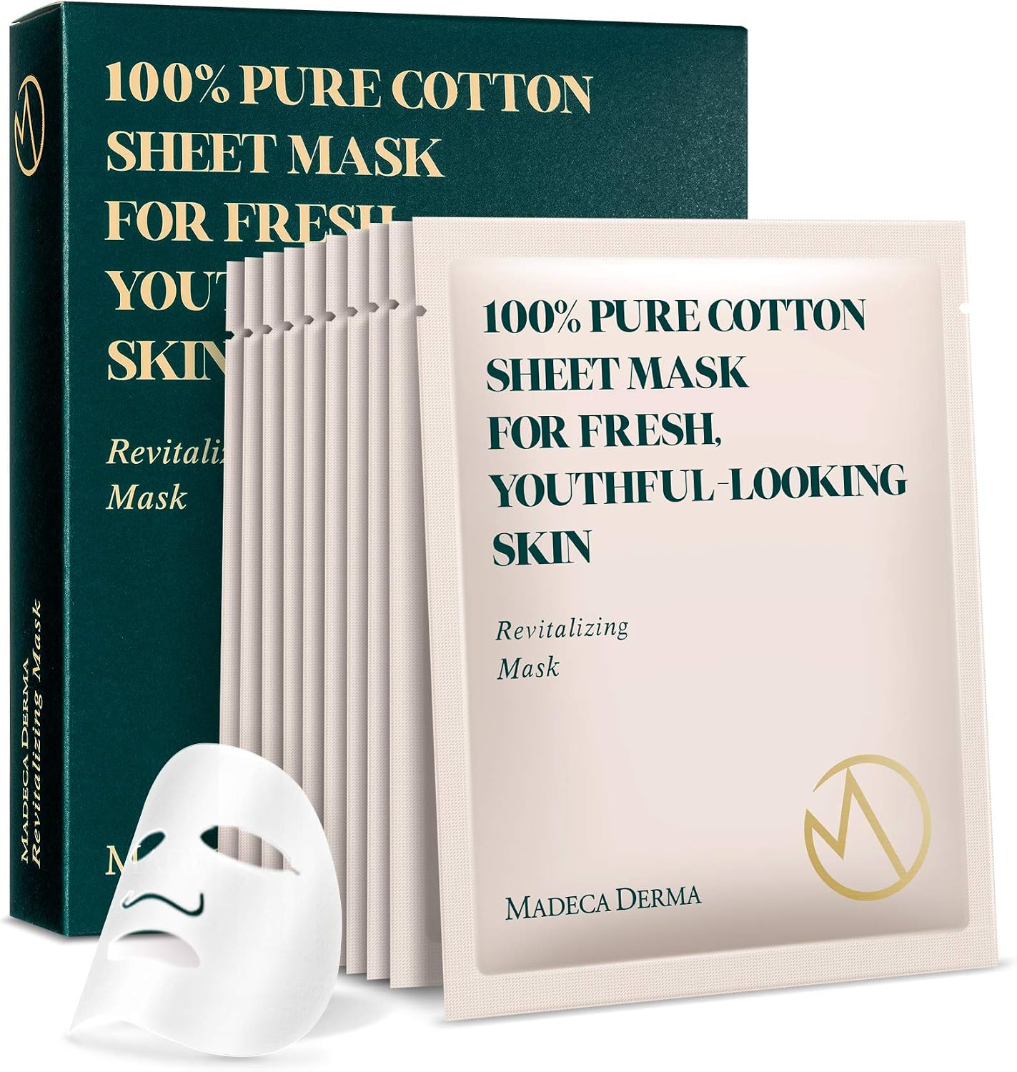 Madeca Derma 10 件装活肤面膜韩国护肤保湿面膜适合所有肤质即时修复和保湿舒缓亚洲积雪草 亚马逊中国 美容化妆