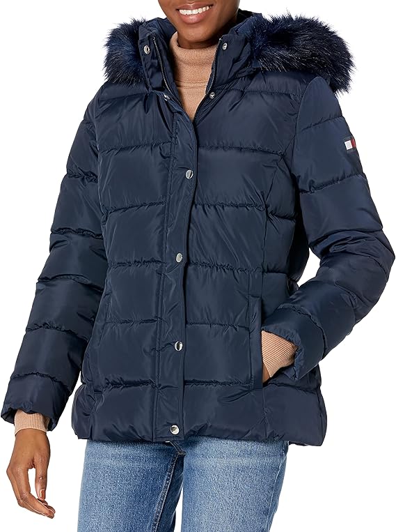 tommy hilfiger 汤米·希尔费格 女式短款羽绒 : 亚马逊中国