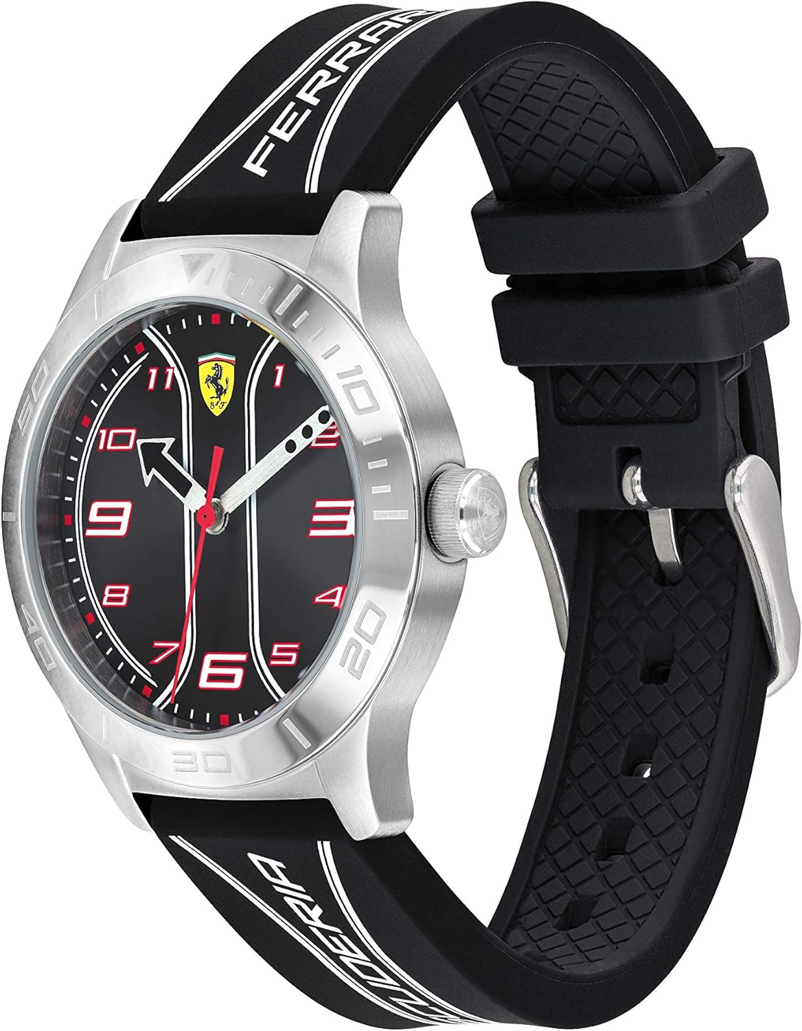 法拉利男孩academy 不锈钢石英手表硅胶表带黑色16 型号 亚马逊中国 钟表