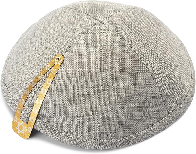 kippha 优雅亚麻浅灰色 kippah yarmulke 犹太山aka kippa 以色列帽子