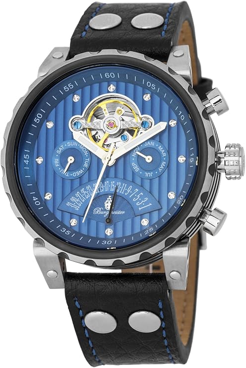 burgmeister 男士手表带模拟显示,自动手表和皮革表带 - 经典男士手表