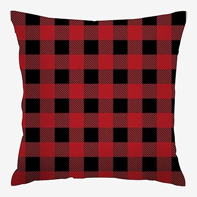 hysing 红色水牛格子抱枕枕套 45.72 x 45.
