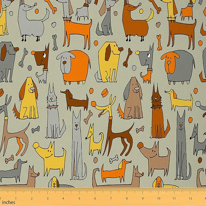 the yard卡通狗面料,可爱的腊肠犬内饰面料,卡哇伊宠物装饰面料,狗骨