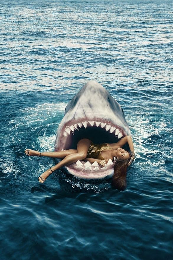 desirous rihanna in shark mouth 12x18 英寸卷海报