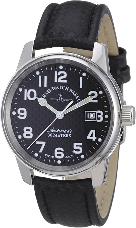 zeno watch basel 中性手表 经典飞行员 模拟自动皮革 6554-s1