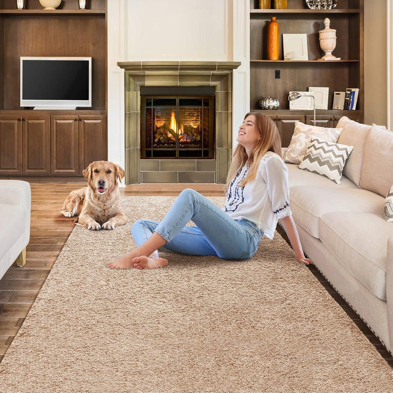 dexi 地毯地毯地毯地毯地毯地毯 长毛绒地毯 2x4 适用于客厅卧室柔软