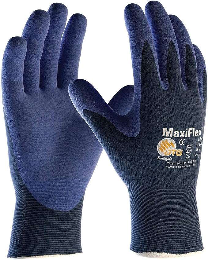 3件装maxiflexelite34274超轻手套手掌和手指上采用丁腈涂层手柄尺码