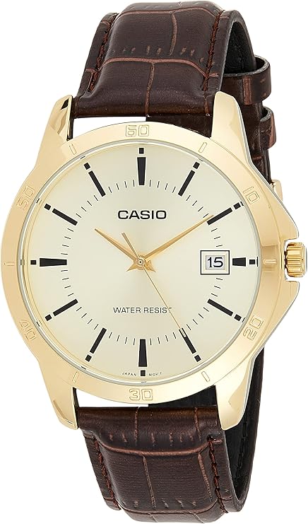 casio casio 男式 mtp-v004gl-9a 日期石英手表真皮