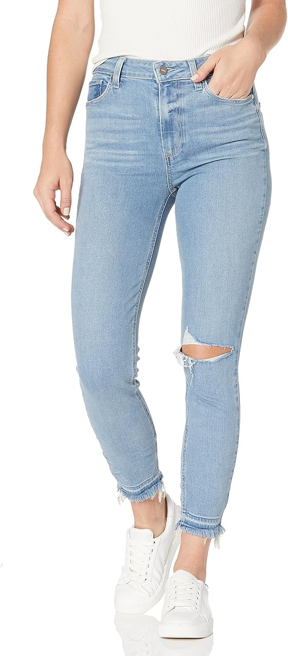 paige 女士 margot transcend 复古破洞下摆露脐牛仔裤