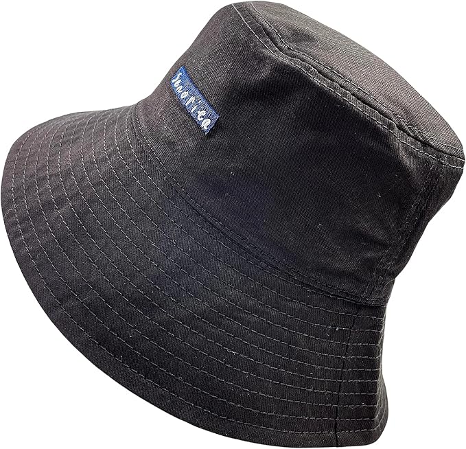 lfnown透气折叠帽桶状棉帽旅行沙滩遮阳板户外可折叠帽黑色