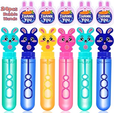 winrayk 24 件复活节兔子泡泡棒儿童泡泡派对礼品迷你泡泡散装课堂*