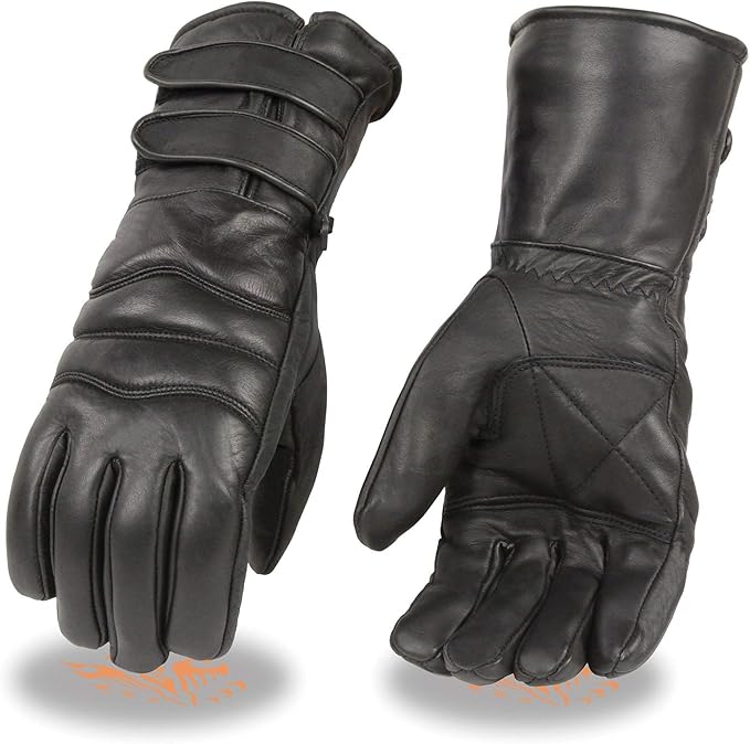 milwaukee leather sh233 男士皮革手套手套带长双带袖口 - xs 码