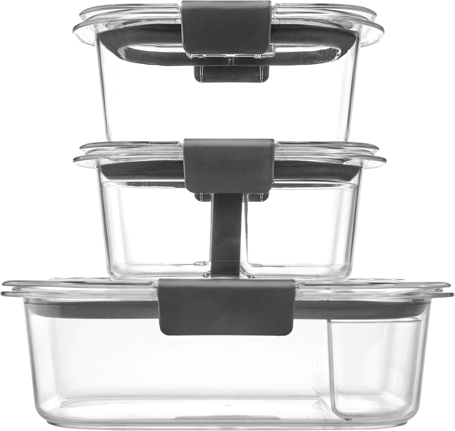 Rubbermaid Brilliance 食品保鲜盒10 件塑料容器带盖便当盒三明治零食午餐套装不含bpa 防漏食品容器微波炉 洗碗机适用 亚马逊中国 家居