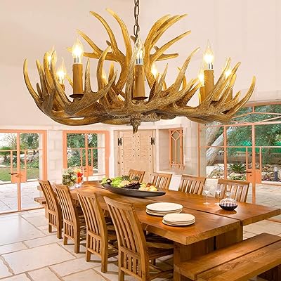 乡村风格的鹿角吊灯,乡村风格的枝形吊灯大鹿角吊灯复古农舍灯具,带