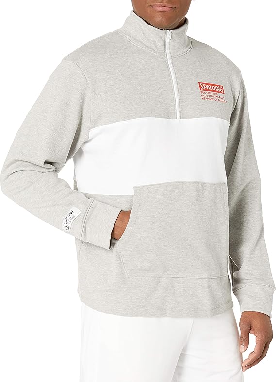 spalding 男士复古校队套头运动衫,浅麻灰色,l码